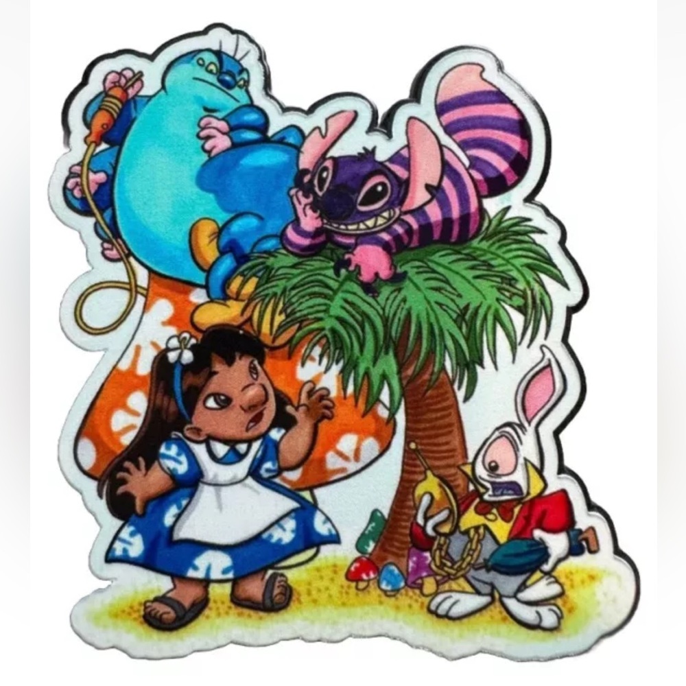 Disney Fantasy Pin Lilo Stitch Alice Cheshire Cat Rabbit Caterpillar 3" Large
